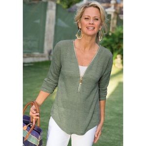 Soft Surroundings Valentina Zip Sweater Size Large